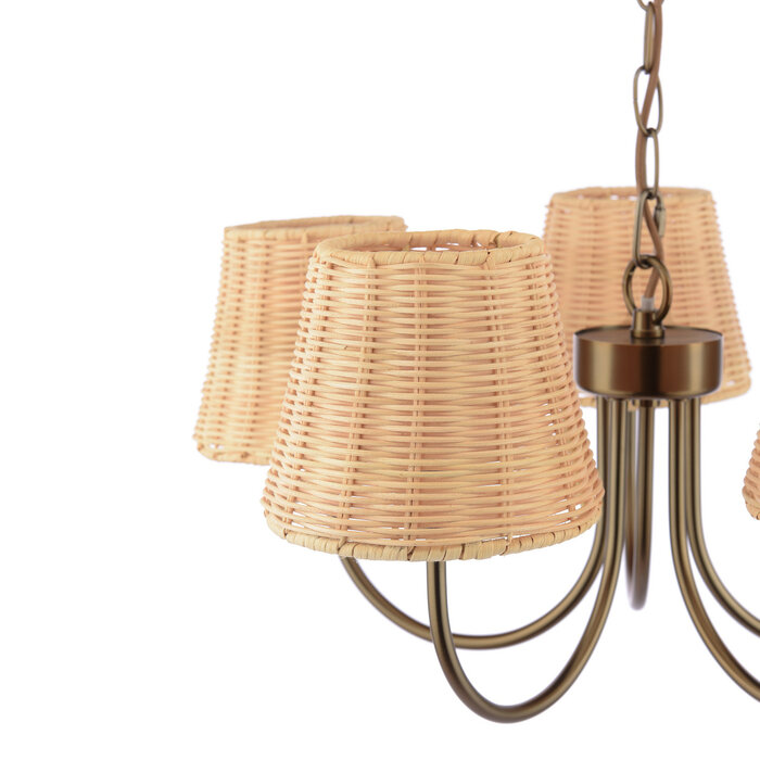 Hasfield - 5 Light Pendant Ceiling Light and Shades - Antique Bronze