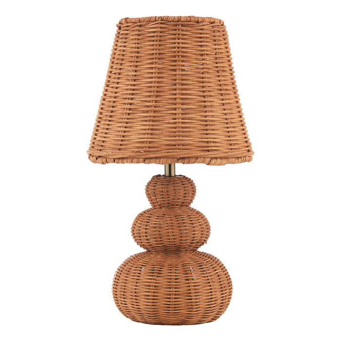 Hasfield - Rechargeable Table Lamp - Natural Rattan with Shade - LED - Laura Ashley