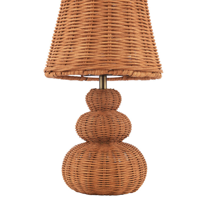 Hasfield - Rechargeable Table Lamp - Natural Rattan with Shade - LED - Laura Ashley