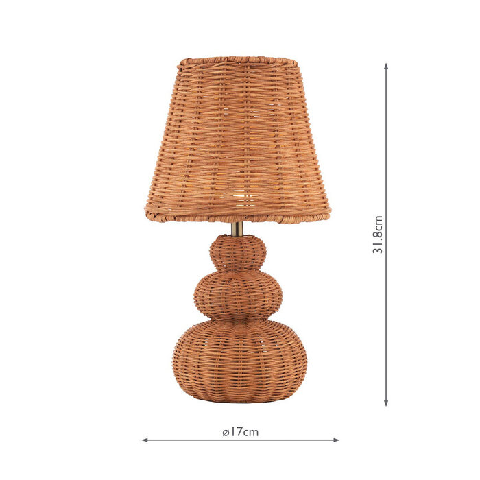 Hasfield - Rechargeable Table Lamp - Natural Rattan with Shade - LED - Laura Ashley