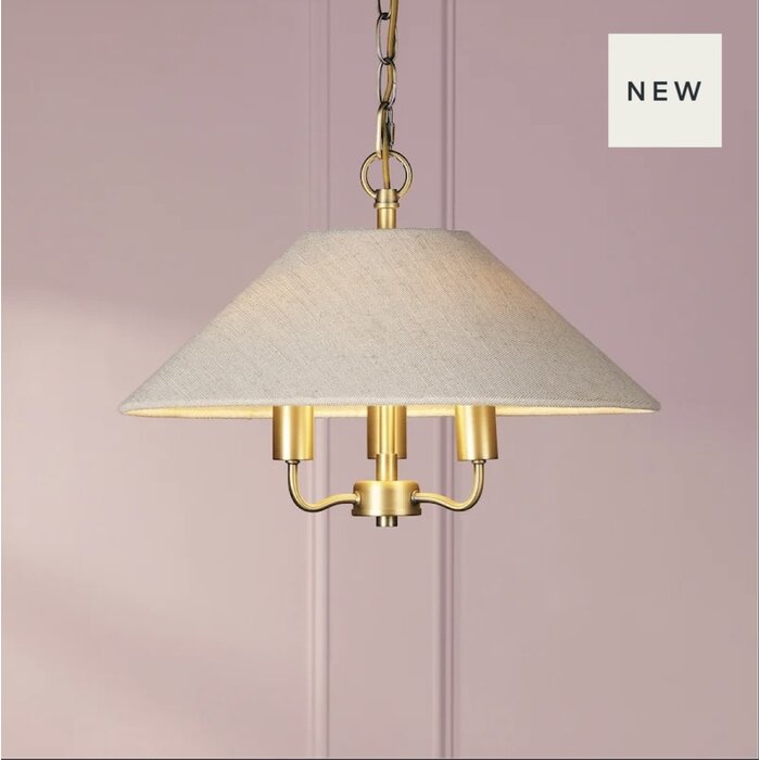Harland - 3 Light Pendant Ceiling Light and Shade - Matt Antique Brass