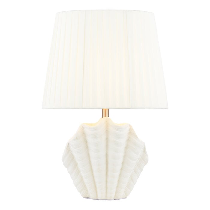 Laura Ashley Shell Table Lamp - White Ceramic and Satin Chrome with Shade