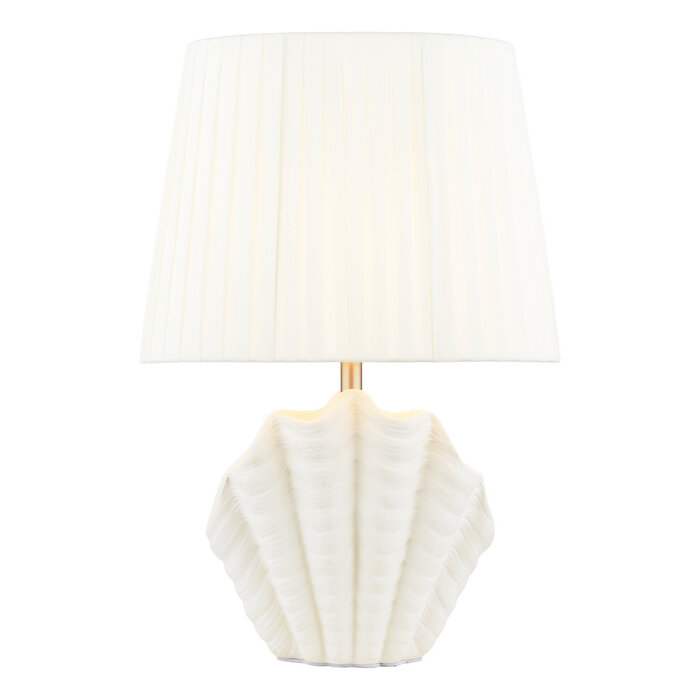 Shell Table Lamp - White Ceramic and Satin Chrome with Shade - Laura Ashley