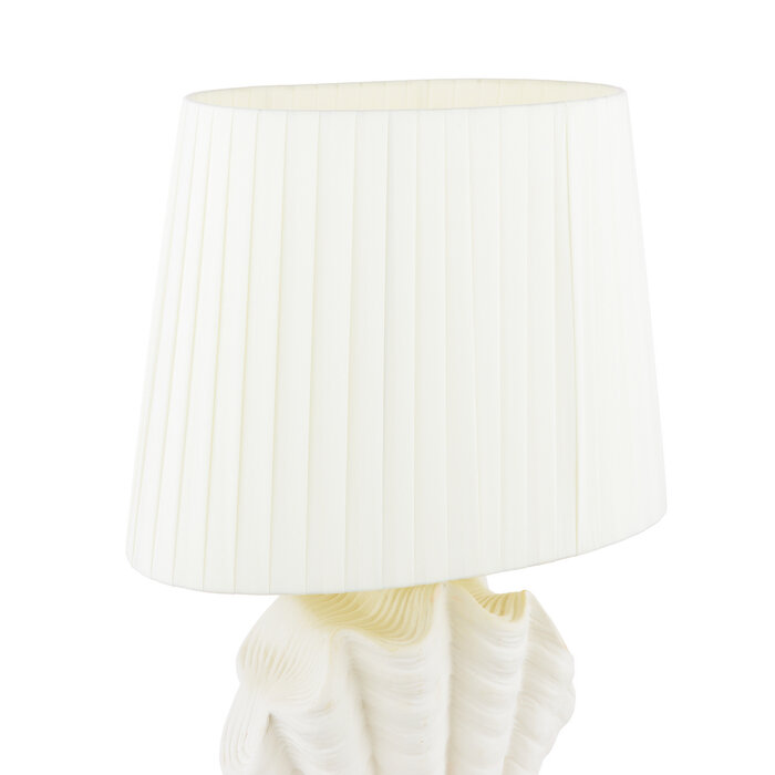 Shell Table Lamp - White Ceramic and Satin Chrome with Shade - Laura Ashley