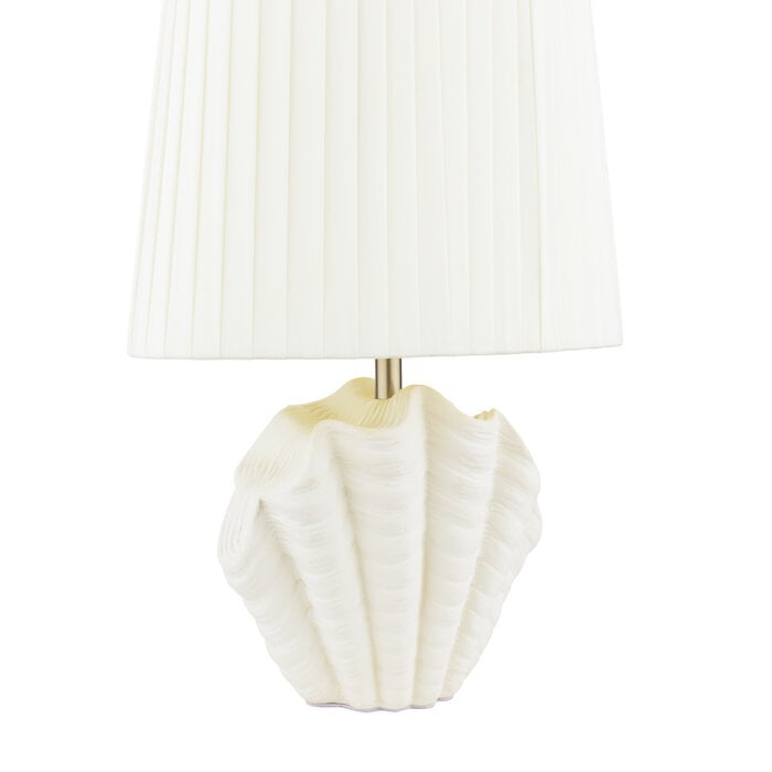 Laura Ashley Shell Table Lamp - White Ceramic and Satin Chrome with Shade
