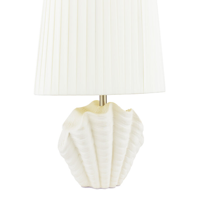 Shell Table Lamp - White Ceramic and Satin Chrome with Shade - Laura Ashley