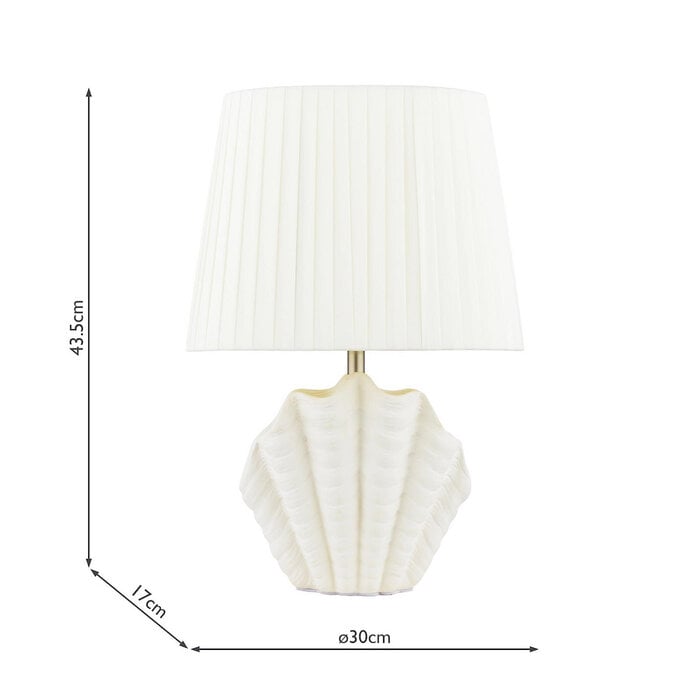 Laura Ashley Shell Table Lamp - White Ceramic and Satin Chrome with Shade