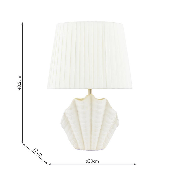 Shell Table Lamp - White Ceramic and Satin Chrome with Shade - Laura Ashley