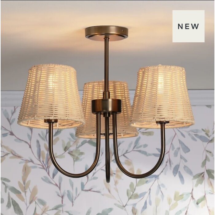 Hasfield - 3 Light Pendant Ceiling Light and Shades - Antique Bronze