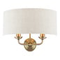 Laura Ashley Sorrento 2 Light Wall Light with Natural Shade - Matt Antique Brass