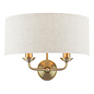 Sorrento 2 Light Wall Light with Natural Shade - Matt Antique Brass - Laura Ashley