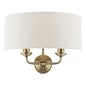 Laura Ashley Sorrento 2 Light Wall Light with Natural Shade - Matt Antique Brass