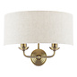 Sorrento 2 Light Wall Light with Natural Shade - Matt Antique Brass - Laura Ashley