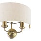 Laura Ashley Sorrento 2 Light Wall Light with Natural Shade - Matt Antique Brass