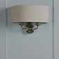 Laura Ashley Sorrento 2 Light Wall Light with Natural Shade - Matt Antique Brass