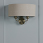 Sorrento 2 Light Wall Light with Natural Shade - Matt Antique Brass - Laura Ashley