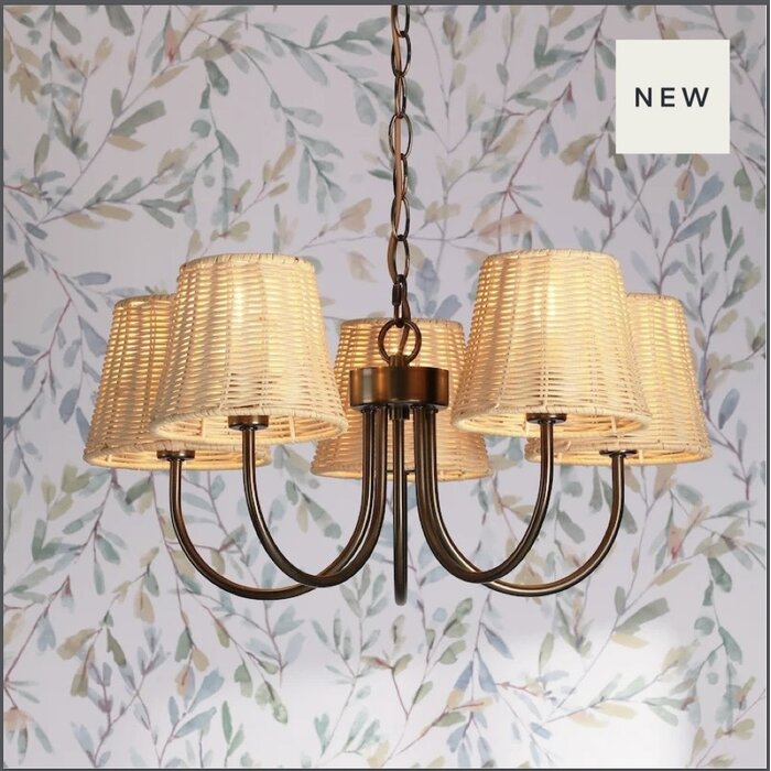 Hasfield - 5 Light Pendant Ceiling Light and Shades - Antique Bronze