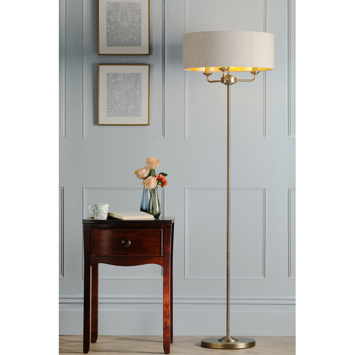 Sorrento - 3 Light Floor Lamp with Shade - Matt Antique Brass - Laura Ashley