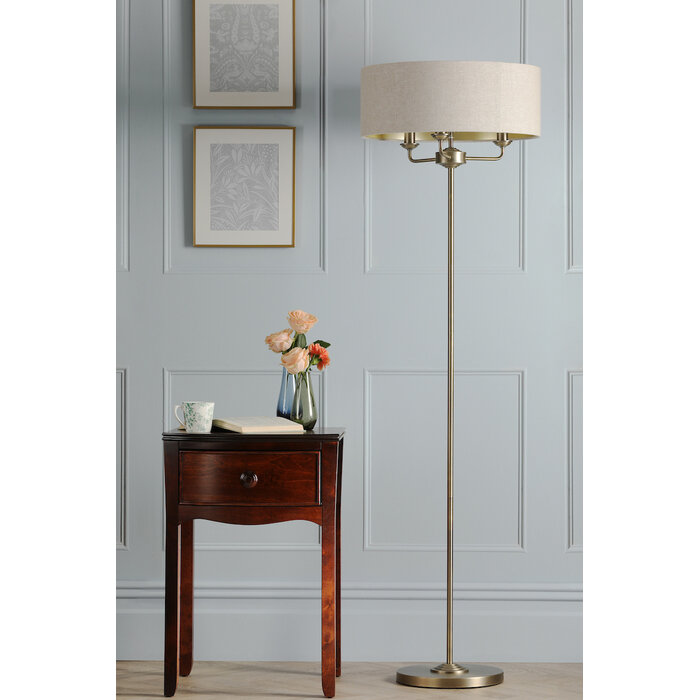 Sorrento - 3 Light Floor Lamp with Shade - Matt Antique Brass - Laura Ashley