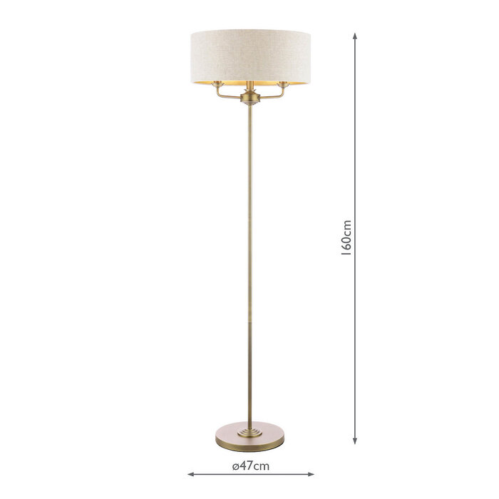 Sorrento - 3 Light Floor Lamp with Shade - Matt Antique Brass - Laura Ashley