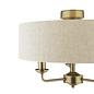 Sorrento 3 Light Semi Flush Ceiling Light With Natural Shade - Matt Antique Brass - Laura Ashley