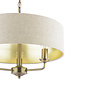Sorrento 3 Light Shadelier Ceiling Light with Natural Shade - Matt Antique Brass - Laura Ashley
