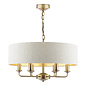 Sorrento - 6 Light Shadelier Ceiling Light with Natural Shade - Matt Antique Brass - Laura Ashley