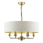 Sorrento - 6 Light Shadelier Ceiling Light with Natural Shade - Matt Antique Brass - Laura Ashley