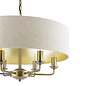 Sorrento - 6 Light Shadelier Ceiling Light with Natural Shade - Matt Antique Brass - Laura Ashley