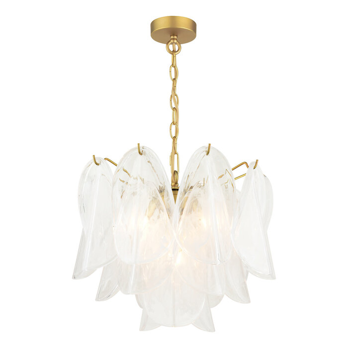 Stannington 4 Light Ceiling Pendant - Matt Antique Brass and White Glass - Laura Ashley