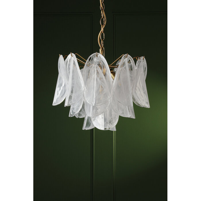 Stannington 4 Light Ceiling Pendant - Matt Antique Brass and White Glass - Laura Ashley