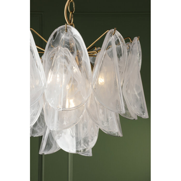 Stannington 4 Light Ceiling Pendant - Matt Antique Brass and White Glass - Laura Ashley