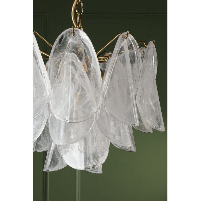 Stannington 4 Light Ceiling Pendant - Matt Antique Brass and White Glass - Laura Ashley