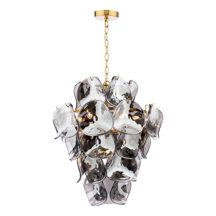 Genoa 8 Light Ceiling Pendant - Natural Brass and Smoked Glass
