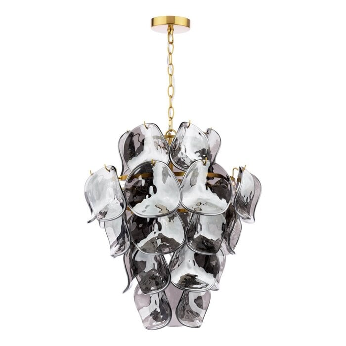 Genoa 8 Light Ceiling Pendant - Natural Brass and Smoked Glass
