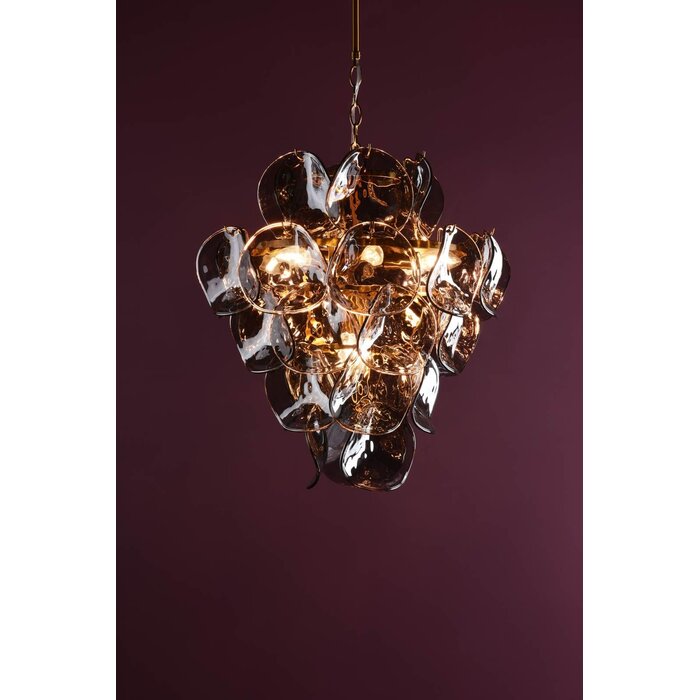 Genoa 8 Light Ceiling Pendant - Natural Brass and Smoked Glass