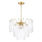 Kimmia - 6 Light Pendant Light - Natural Brass And Textured Glass