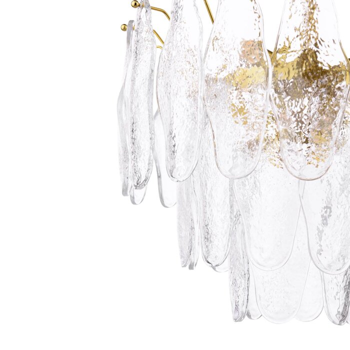 Kimmia - 6 Light Pendant Light - Natural Brass And Textured Glass