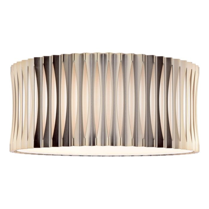 Netra 3 Light Flush Ceiling Light - Satin Bronze and Ivory