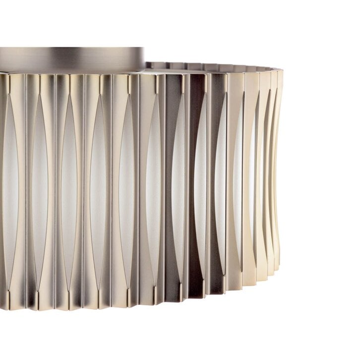 Netra 3 Light Flush Ceiling Light - Satin Bronze and Ivory