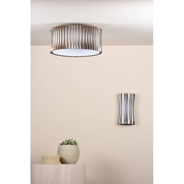 Netra 3 Light Flush Ceiling Light - Satin Bronze and Ivory