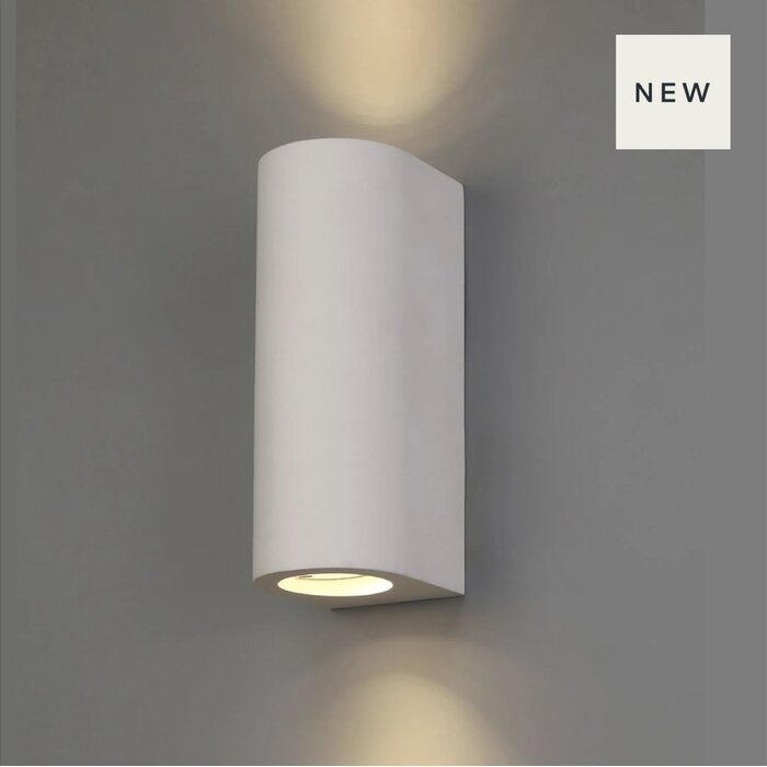 Ashton - Minimalist Curved White Plaster Up & Down Wall Light
