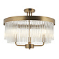 Gatsby - Art Deco Glass Rod 3 Light Semi-Flush Ceiling Light - Antique Brass
