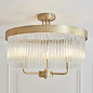 Gatsby - Art Deco Glass Rod 3 Light Semi-Flush Ceiling Light - Antique Brass