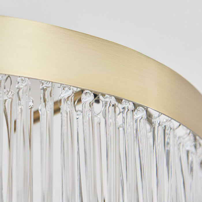 Gatsby - Art Deco Glass Rod 3 Light Semi-Flush Ceiling Light - Antique Brass