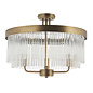 Gatsby - Art Deco Glass Rod 3 Light Semi-Flush Ceiling Light - Antique Brass