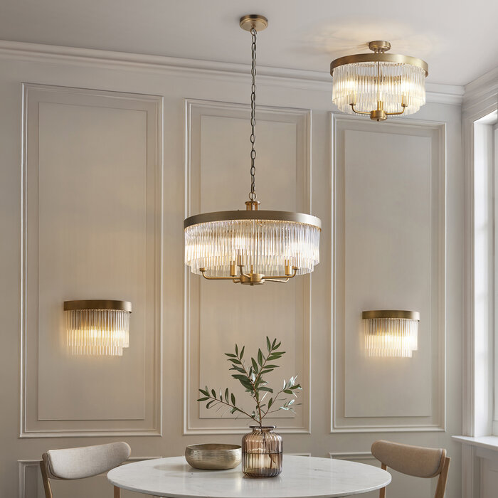 Gatsby - Art Deco Glass Rod 2 Light Wall Light - Antique Brass