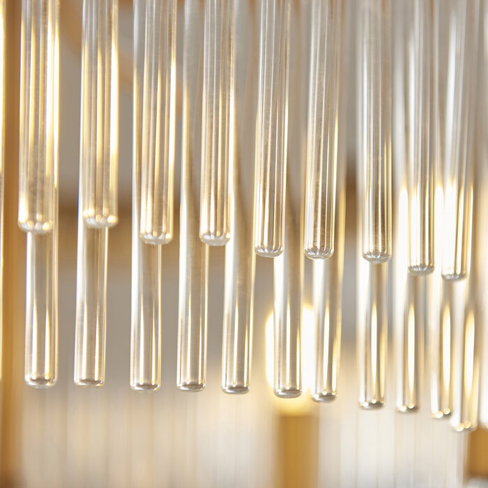 Gatsby - Art Deco Glass Rod 5 Light Pendant Ceiling Light - Antique Brass