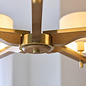 Geneva - Wood and Linen 5 Light Pendant Ceiling Light - Brushed Aged Brass