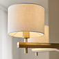 Geneva - Wood and Linen 5 Light Pendant Ceiling Light - Brushed Aged Brass